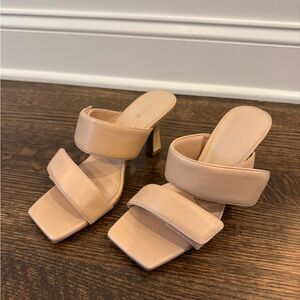 Open Edit Nude Women's Heel Sandals